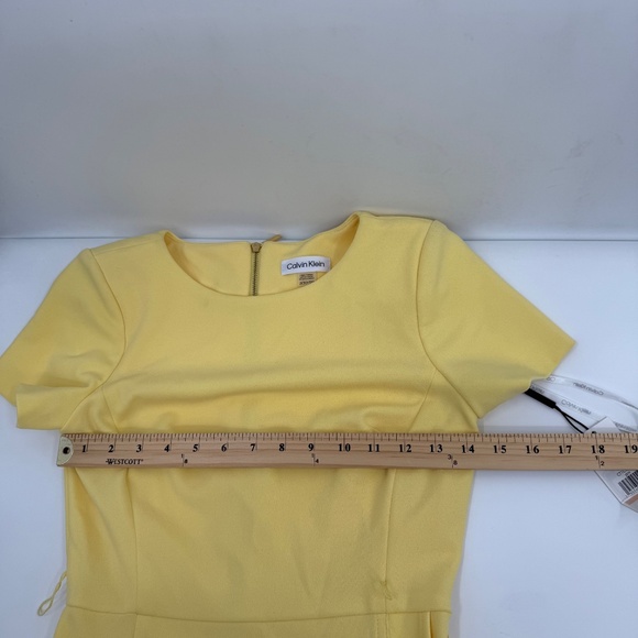 Calvin Klein Dress Women 2P NEW Yellow Short Sleeve Ruffle Wrap Shift Stretch - Picture 12 of 15